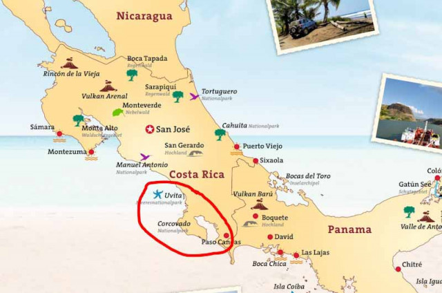 Karte Costa Rica Suedpazifik