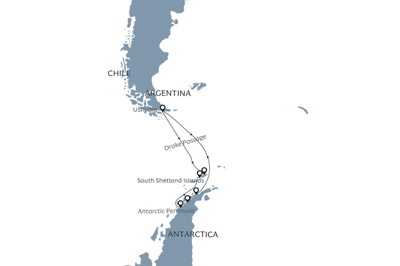 Route Argentinien - Antarktis